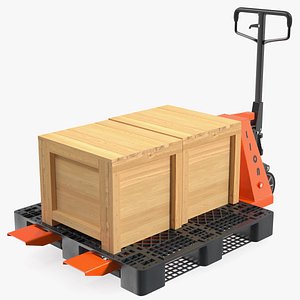 Lion Premium Pallet Jack Rigged with Wooden Crates Rigged