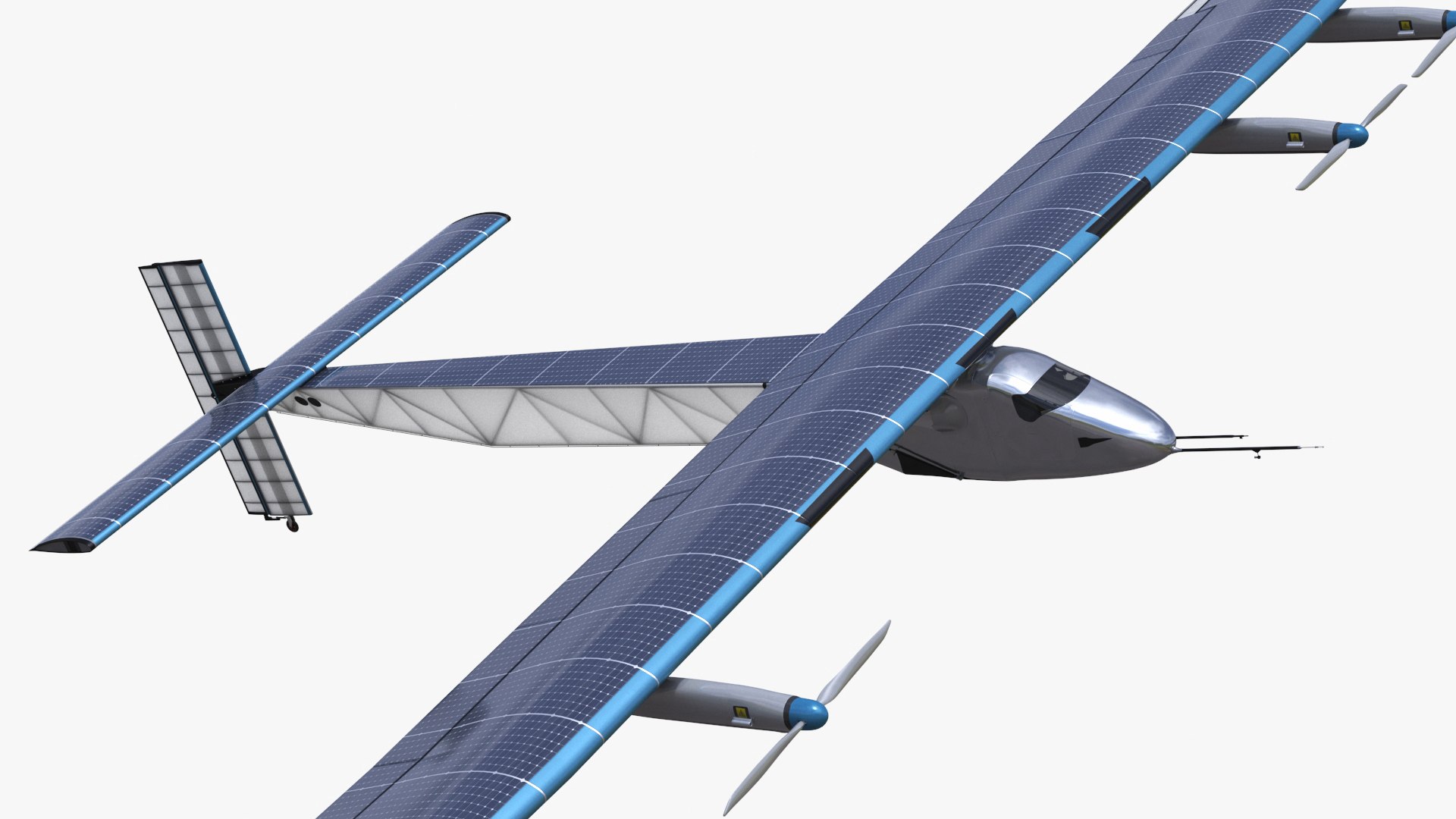 Solar Cargo Airplane Blue Rigged 3D model preview