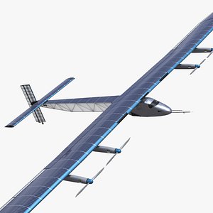 3D Solar Cargo Airplane Blue Rigged model