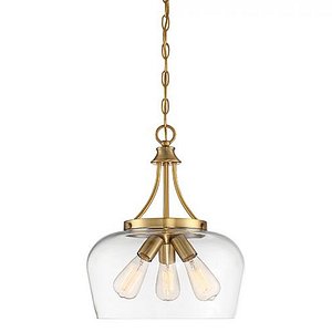 3D Aged Brass Kagera Glass 3-Light Pendant