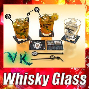 3ds photorealistic whisky glass