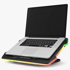 Ultraportable Laptop on RGB Cooling Pad 3D
