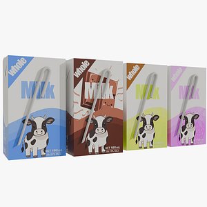3D Milk Carton Box 180mL model