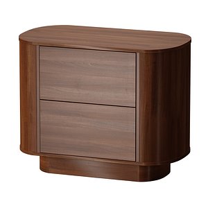 3D Panos Curved Acacia Wood Nightstand Crate and Barrel model