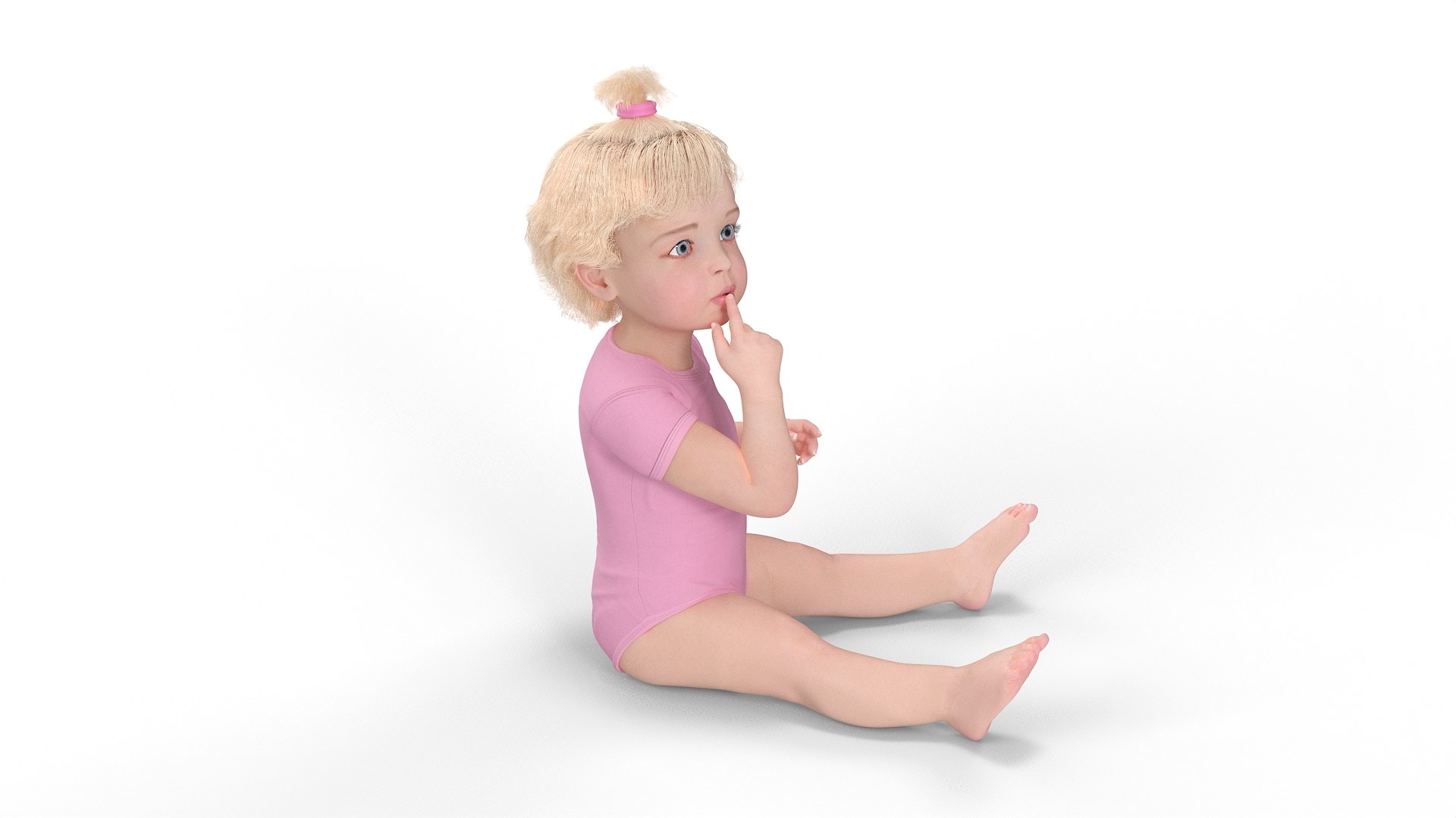 Baby Girl Wearing Bodysuit Sitting 3D model preview