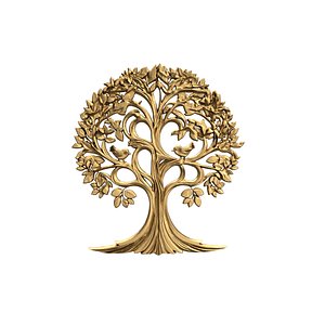 3D decor set wall panel tree relief mural CNC 07 model