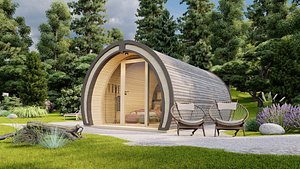 barrel glamping pod basic plan blue print DIY 3D model