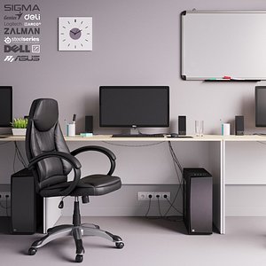 office workplace set dell 3D model