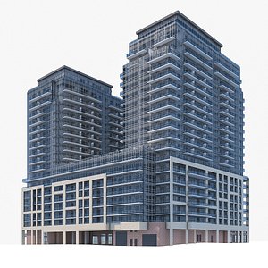 high-rise residential building exterior 3D model
