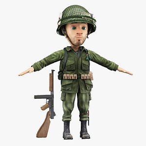 Cartoon Soldier Second World War Face Rig