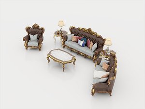 3D Luxury Baroque Sofa Set