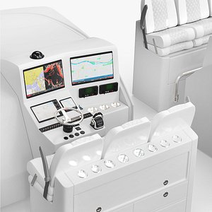 Motor Boat Control Console with Seats 3D