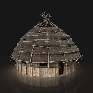 3D ready thatched hut buildings