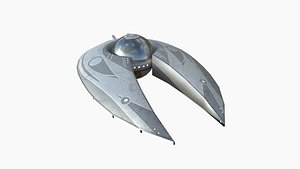 3D Alien Spaceship UFO I01 Steel - Sci Fi Spacecraft Design