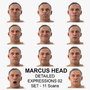 3D Marcus Real Head Detailed Expressions 02 Set 11 Clean Scans Collection