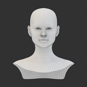 3D female head base mesh model