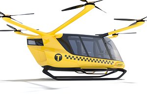 hydrogen powered yellow taxi 3D
