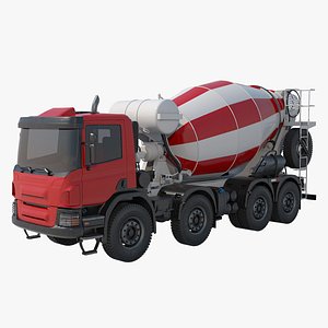 Red Concrete Mixer Truck