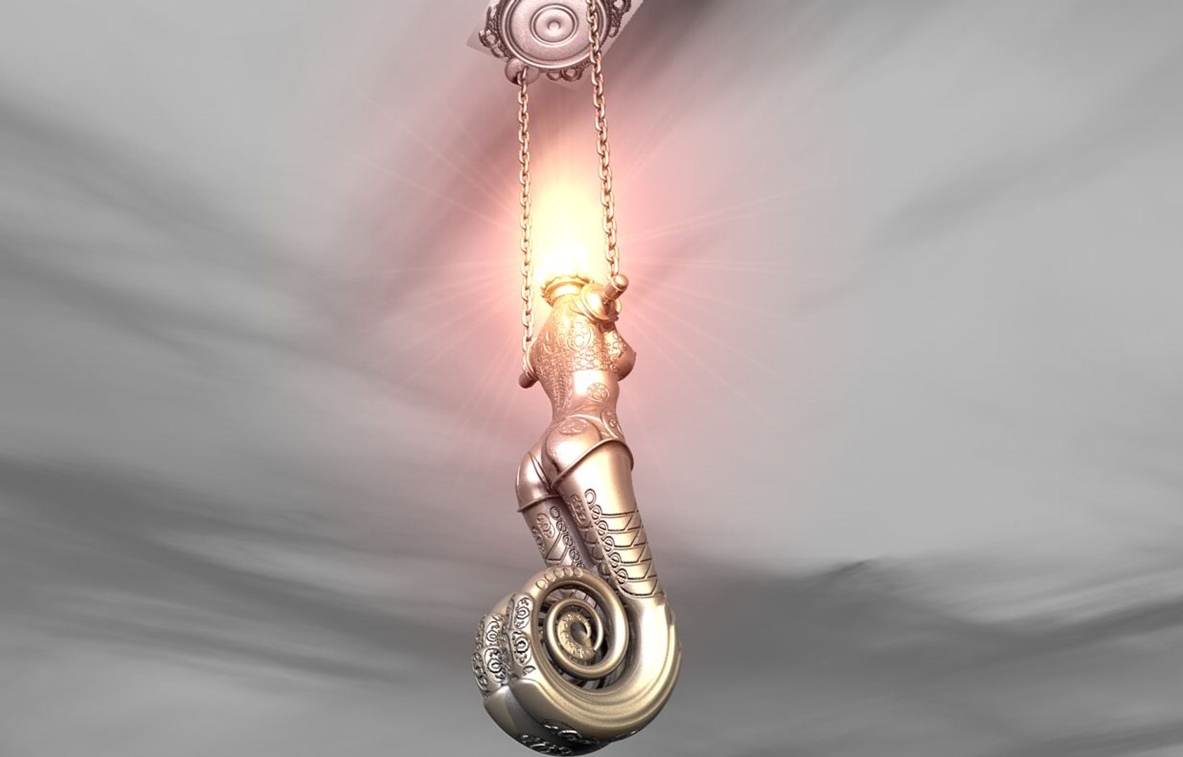 pyrocluster mermaid statue 3d obj