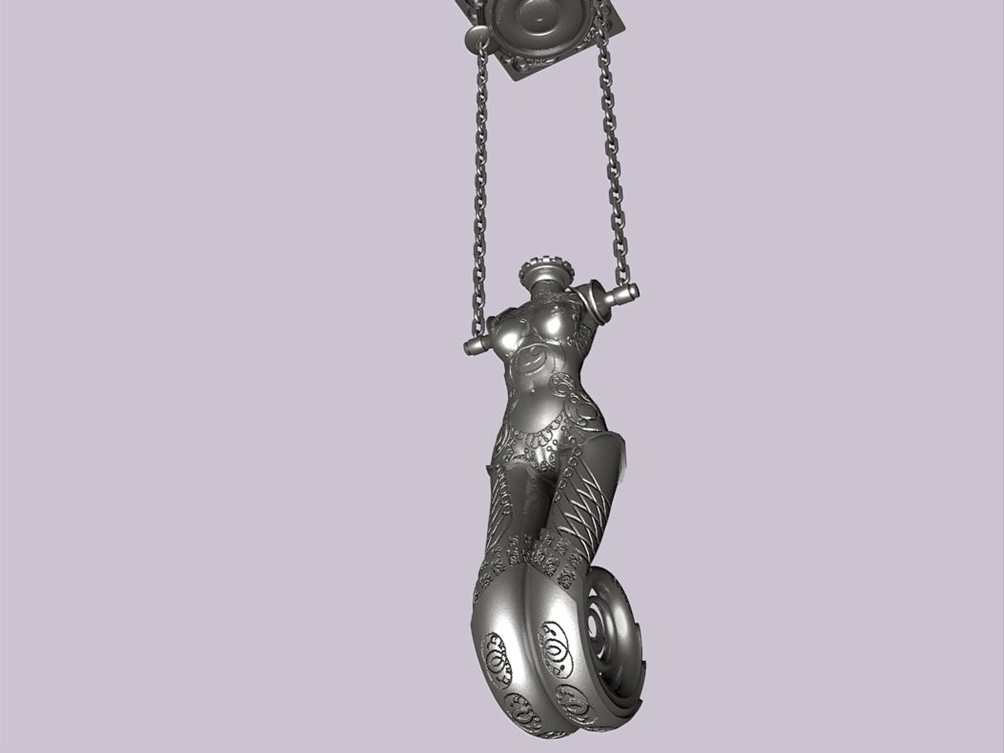 pyrocluster mermaid statue 3d obj