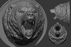 3D Grizzly bear grin roar model
