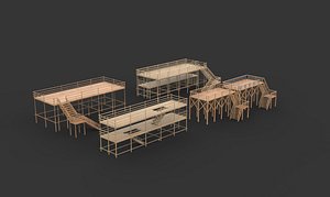 3D wooden dock set 3D model