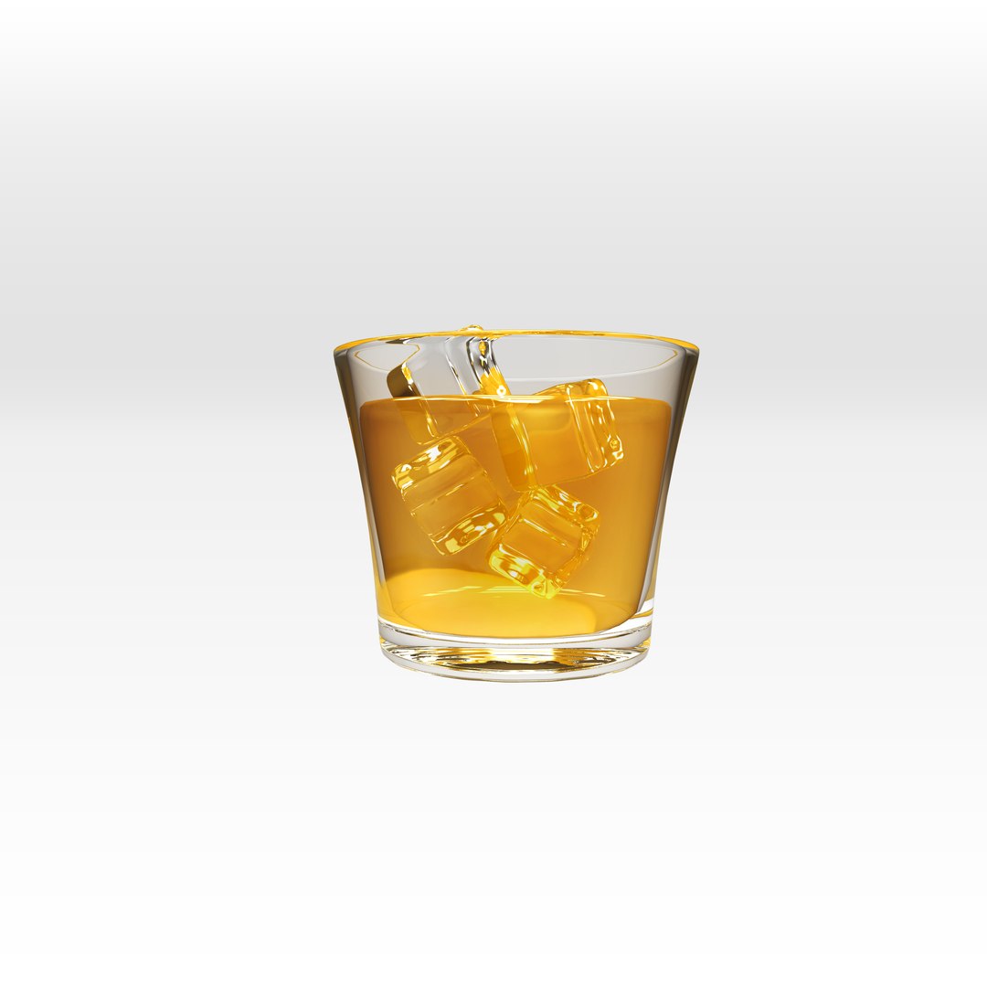 3d model glass scotch rocks