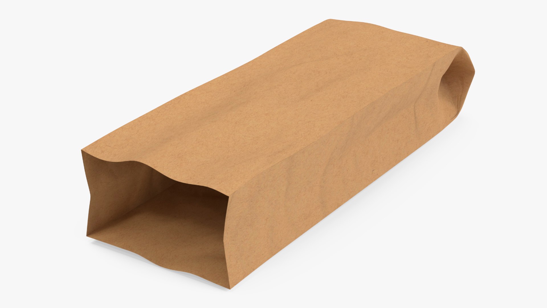 Brown Paper Bag for Bread Empty 3D model preview