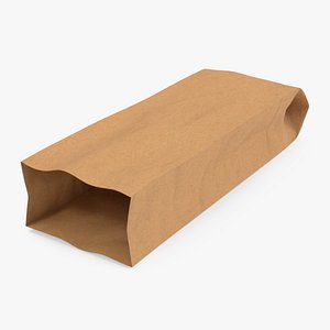 3D model Brown Paper Bag for Bread Empty
