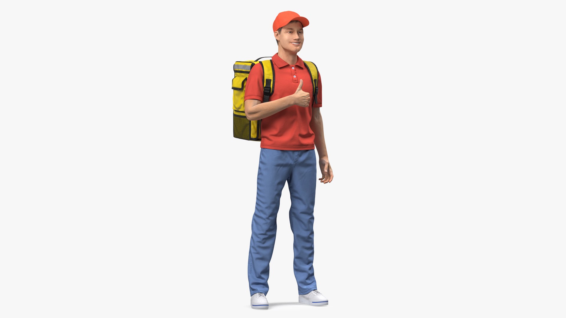 Food Delivery Man Thumbs Up Pose Fur 3D model preview