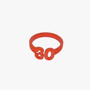 Vivid Red Plastic Number 30 Ring