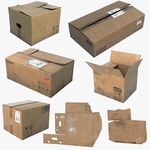 3D model Cardboard Boxes Old UHD