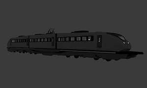 Modern High Speed Passenger Train 3D Model with Interior