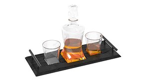 3D model Quadro Whisky Decanter Gift Set and Handmade Slate Tray