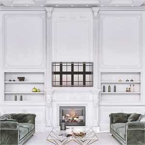 3D Luxury Living and Dining Room