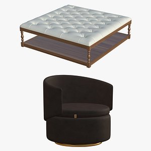 Chesterfield Coffee Table With Realistic Sofa