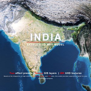 India Map - 40K Realistic Satellite Terrain - Elevation
