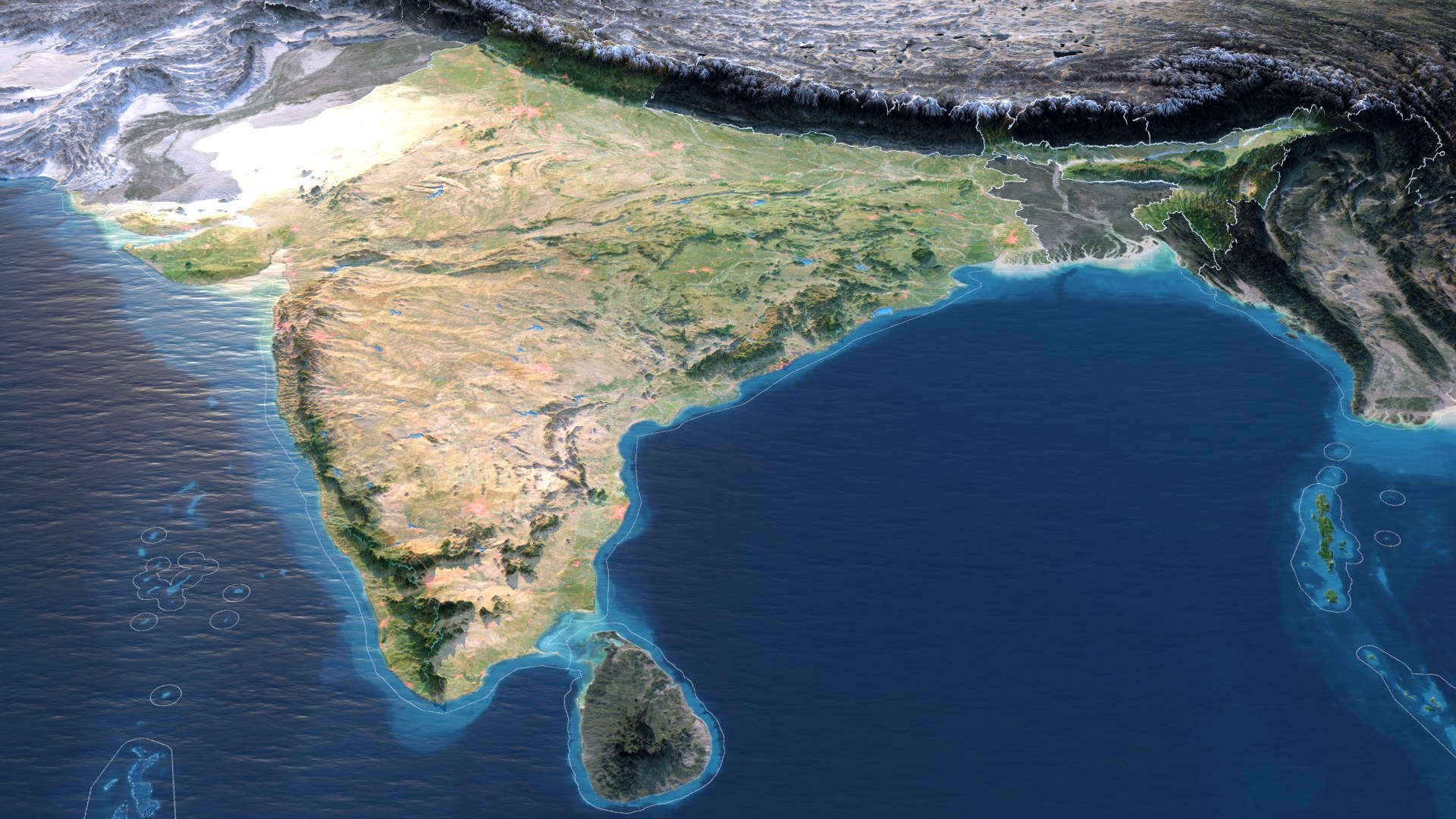 India Map - 40K Realistic Satellite Terrain - Elevation Model ...