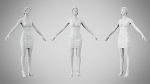 3D Dress 34 Aqua Meadow Mosaic model