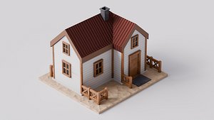 Cute Cartoon Small Wood House 01 3D model