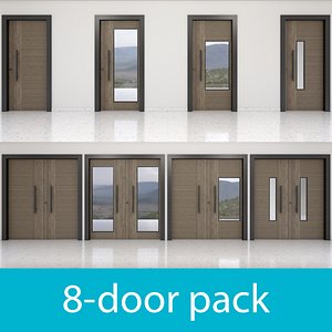 8-door collection-Modern wooden and metal door 3D