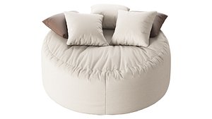 Large pouf with cushions 3D model