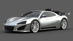 3D High Performance Futuristic Supercar 3D Model  Stunning Silver Design