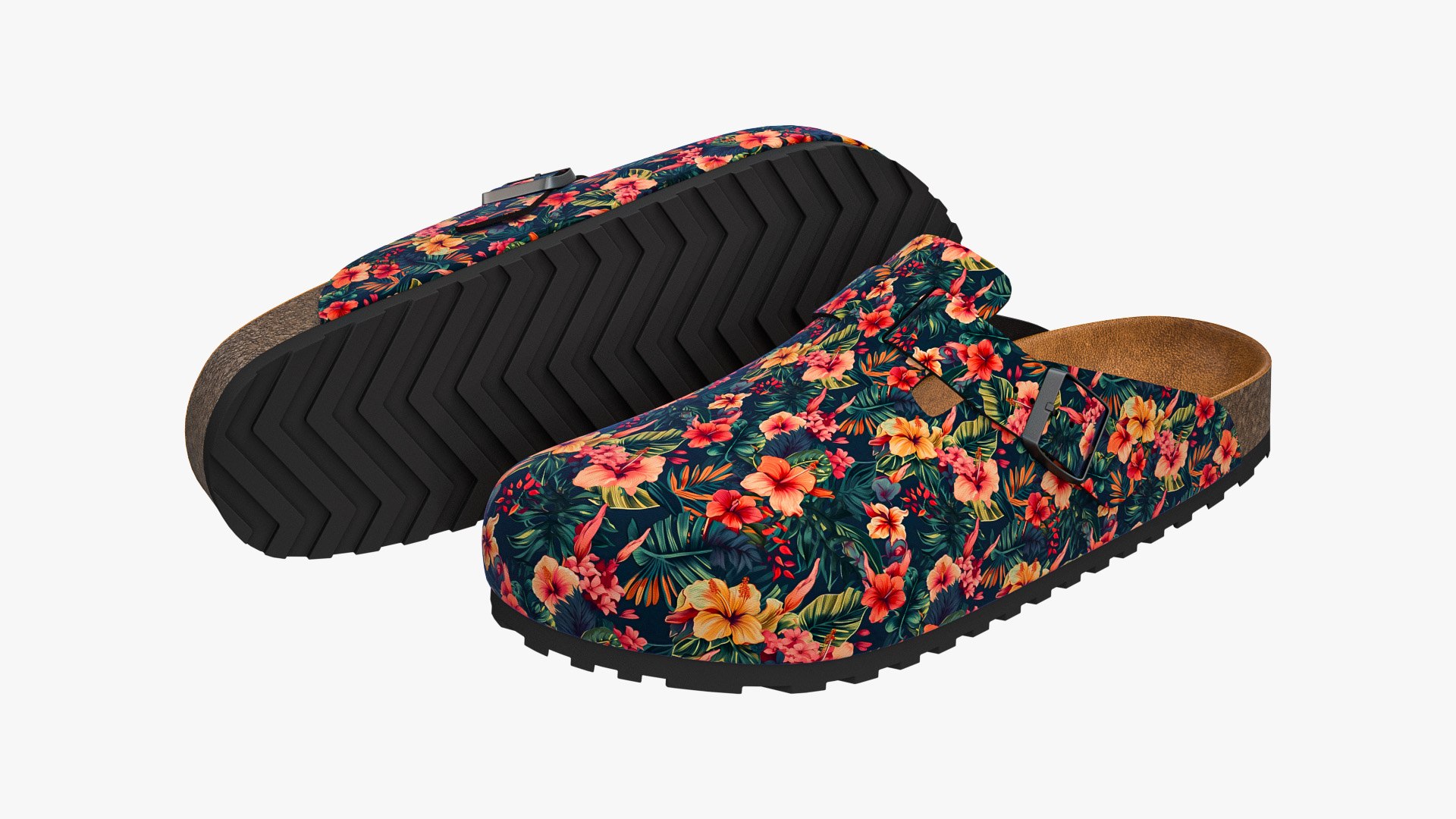 Clog Sandals Floral 3D model - TurboSquid 2142685