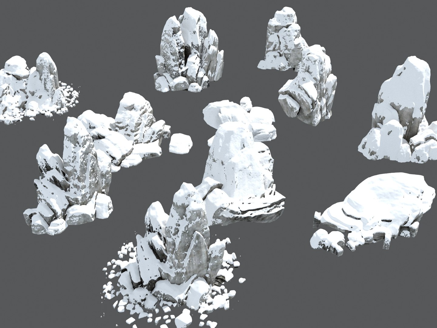 3D Snow Rocks - TurboSquid 2028481