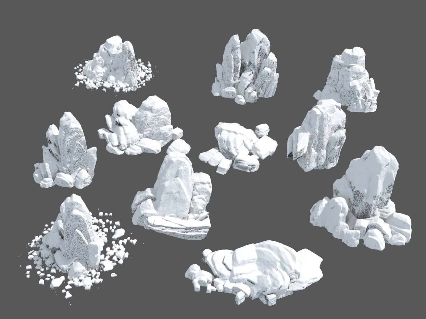 3D Snow Rocks - TurboSquid 2028481