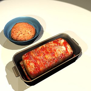 meat loaf raw 01 3d model