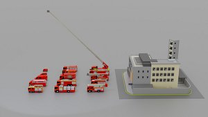 3D Fire Station and Truck