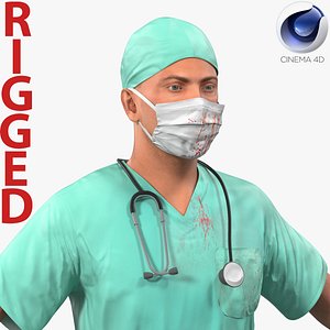 c4d male surgeon caucasian rigged