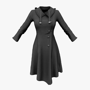3D model Asymmetric Button Trench Coat